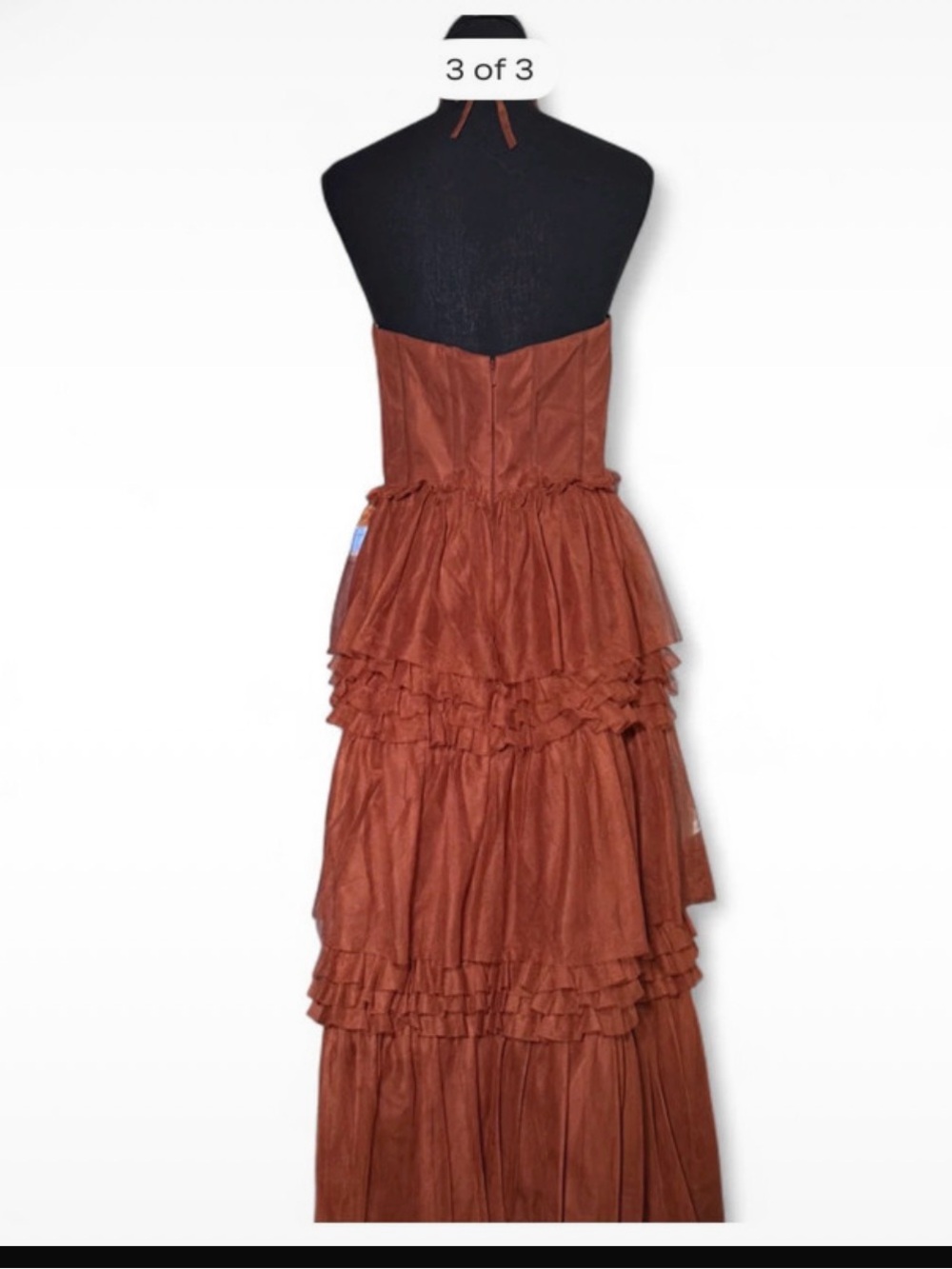 Revelry Rust-Tone Halter Tiered Ruffle Maxi - Picture 3 of 5